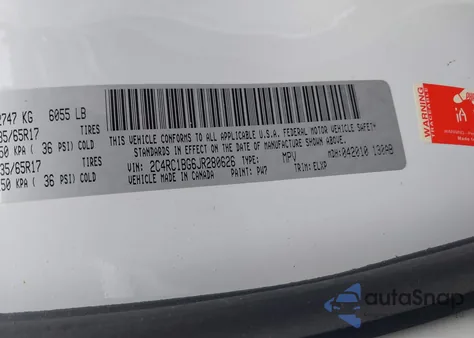 2018 Chrysler Pacifica Touring L z USA, uszkodzony, nr VIN 2C4RC1BG6JR280626